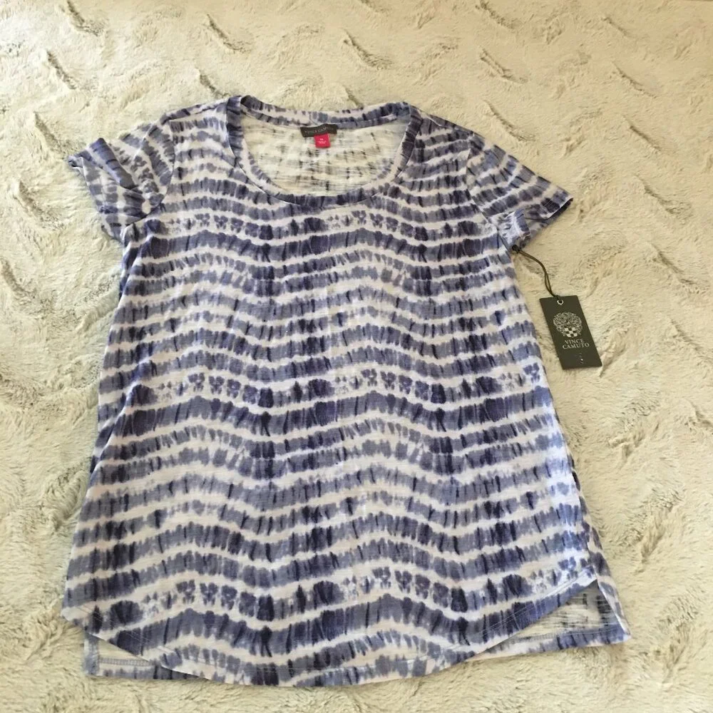 Nwt Vince Camuto blue white tie dye tee  shirt size XS